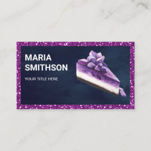 Tarjeta De Visita Panadería Purple Purpurina Blueberry Cheesecake Sl
