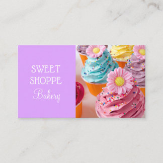 Tarjeta De Visita Panadería Púrpura Cupakes