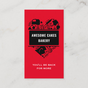 Tarjeta De Visita Panadería Red Black Baker Cakes Cookies Pastry Che