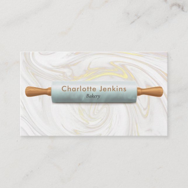 Tarjeta De Visita Panadería Rolling Pin Pastry Chef Marble Swirls (Anverso)