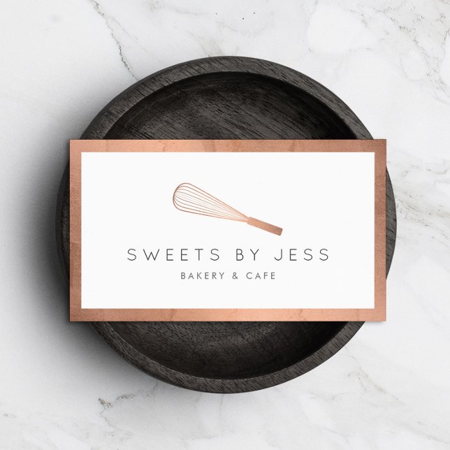 Tarjeta De Visita Panadería Rosa Gold Whisk (Subido por el creador)