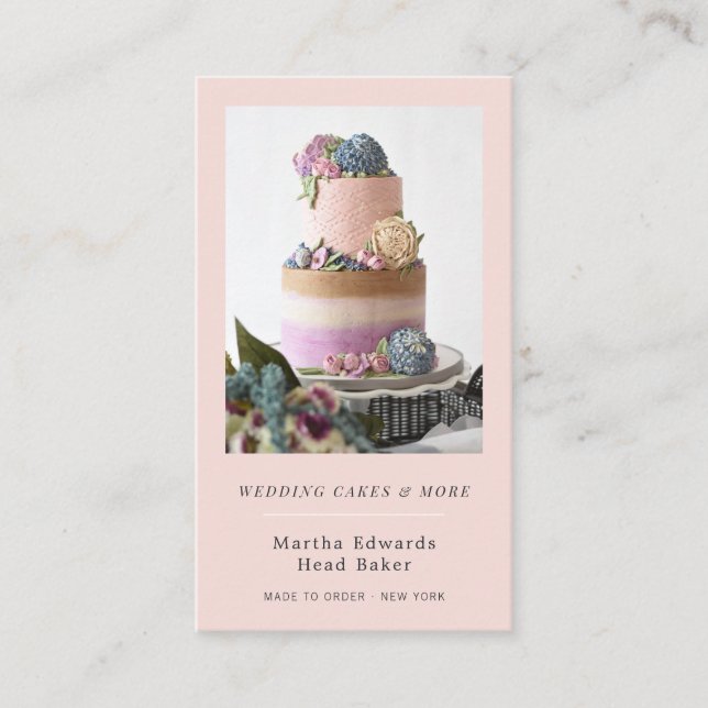 Tarjeta De Visita Panadería rosa Rubor fotografía rústica de pastele (Anverso)