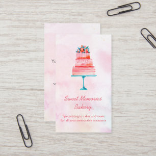 Tarjeta De Visita Panadería rosada del pastel de bodas