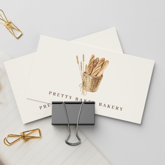 Tarjeta De Visita Panadería Rustic Watercolor Bread (Subido por el creador)
