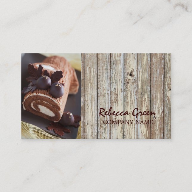Tarjeta De Visita panadería rústica de la torta de chocolate del (Anverso)