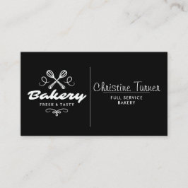 Tarjeta De Visita Panadería simple de Personalizado blanco y negro