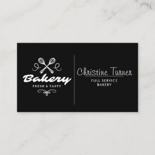 Tarjeta De Visita Panadería simple de Personalizado blanco y negro
