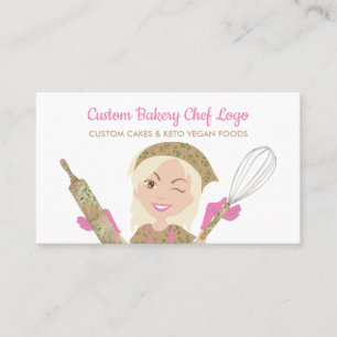 Tarjeta De Visita Panadería Sonrisa Amarillo Rosa Chica Chef Pastele