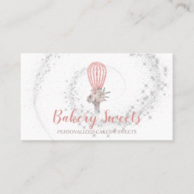 Tarjeta De Visita Panadería Sparkling Whisk Logo Panadería (Anverso)