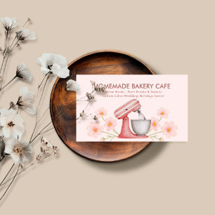 Tarjeta De Visita Panadería suave de pasteles florales rosados