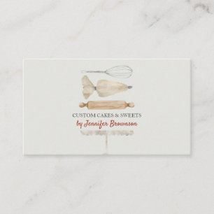 Tarjeta De Visita Panadería Única de Marfil Rojo Pastry Chef Cake Ma