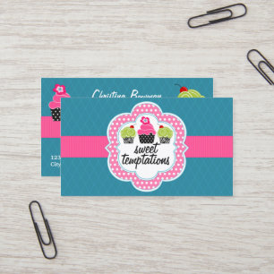 Tarjeta De Visita Panadería verde azulada rosada de la magdalena