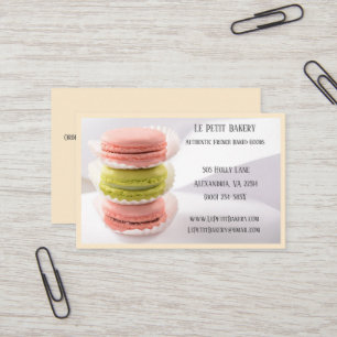 Tarjeta De Visita Panadería verde rosa Baker Pastry Chef Macaron