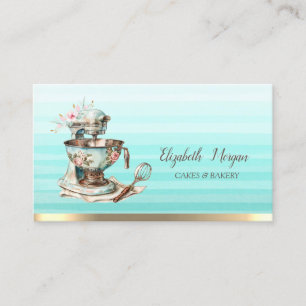 Tarjeta De Visita Panadería Vintage Floral Mixer Ombre
