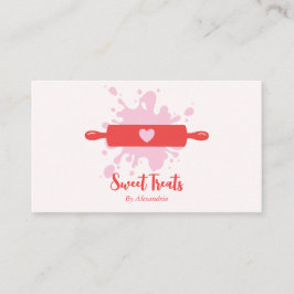 Tarjeta De Visita Panadería virgen suave Rollin Pin rosa y rojo