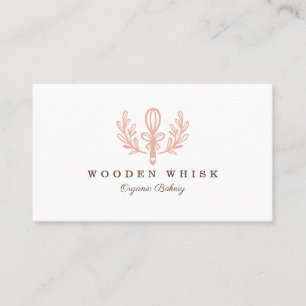 Tarjeta De Visita Panadería Whisk & Floral Leaf Wreath Business Logo