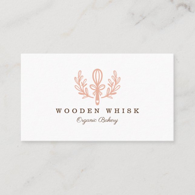 Tarjeta De Visita Panadería Whisk & Floral Leaf Wreath Business Loya (Anverso)