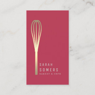 Tarjeta De Visita Panadería Whisk, Purpurina de oro moderno
