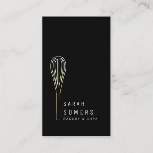 Tarjeta De Visita Panadería Whisk, Purpurina de oro moderno