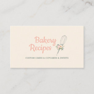 Tarjeta De Visita Panadería Whisk Signature linda floral