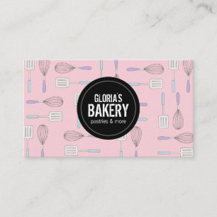 Tarjeta De Visita Panadería Whisk Whimsical Feminine Spatula