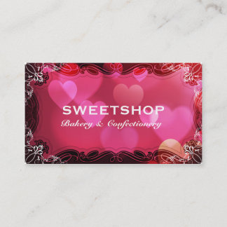 Tarjeta De Visita Panadería y corazones rosados de abastecimiento