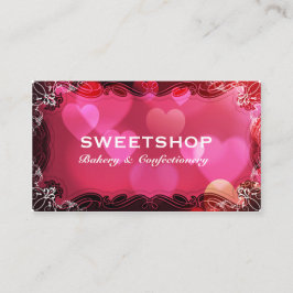Tarjeta De Visita Panadería y corazones rosados de abastecimiento