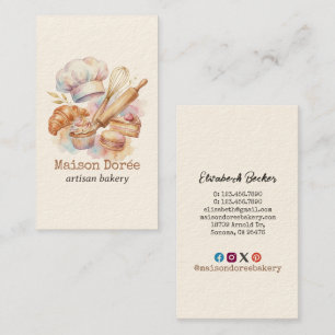 Tarjeta De Visita Panadero Pastelería Chef Postre Dulces Torta Panad