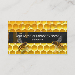 Tarjeta De Visita Panal Con Abejas Melíferas Volando Apicultor