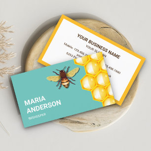 Tarjeta De Visita Panal de abeja miel amarillo apicultor abeja teal