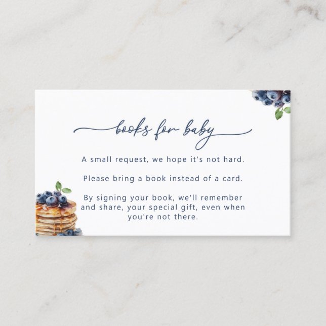 Tarjeta De Visita Pancakes Baby Brunch Baby Shower Books Baby Card (Anverso)