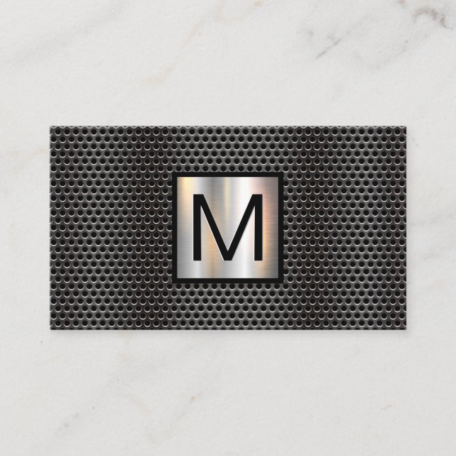 Tarjeta De Visita Pancarta metálica cromada de patrón de parrilla mo (Anverso)