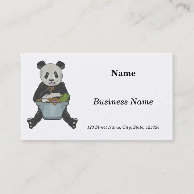 Tarjeta De Visita Panda comiendo un tazón de fideos (Anverso)