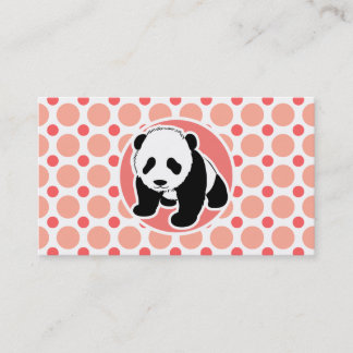 Tarjeta De Visita Panda linda del bebé; Lunares rosados y coralinos
