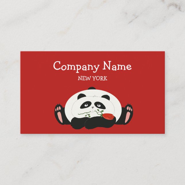 Tarjeta De Visita Panda Lindo , Rojo Dibujos Animados (Anverso)