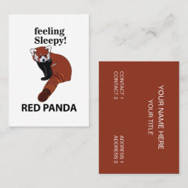 Tarjeta De Visita Panda Rojo Sensándose Sleepy Funny Panda Rojo