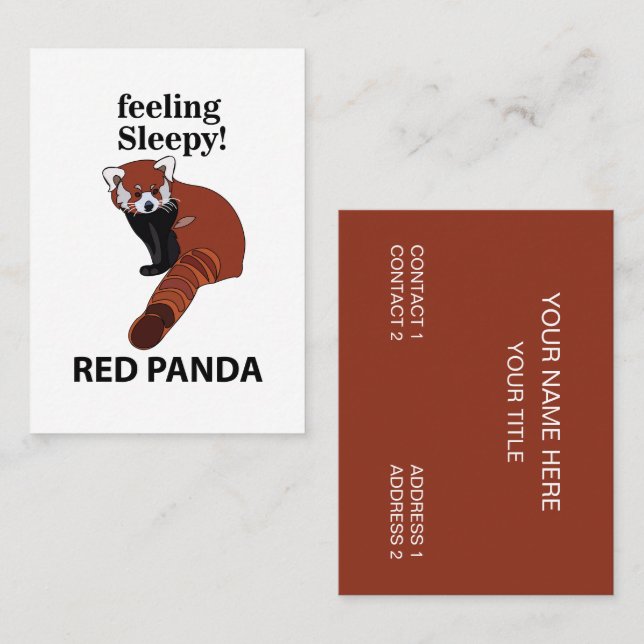 Tarjeta De Visita Panda Rojo Sensándose Sleepy Funny Panda Rojo (Anverso / Reverso)