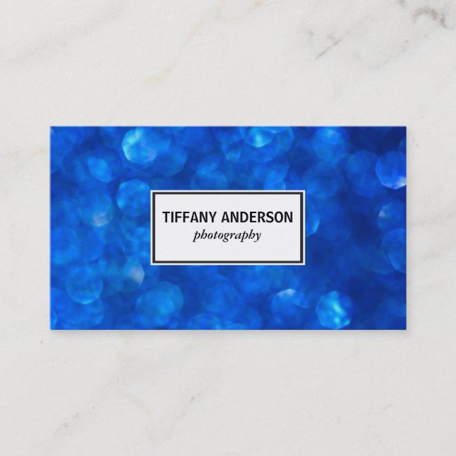 Tarjeta De Visita Panel blanco de Blue Bokeh (Anverso)