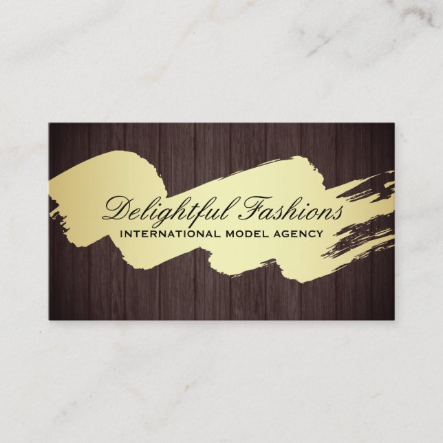 Tarjeta De Visita Panel de madera cepillada en oro (Anverso)