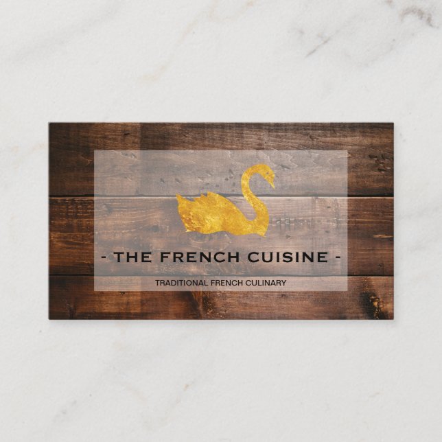 Tarjeta De Visita Panel de madera de cisne dorada (Anverso)