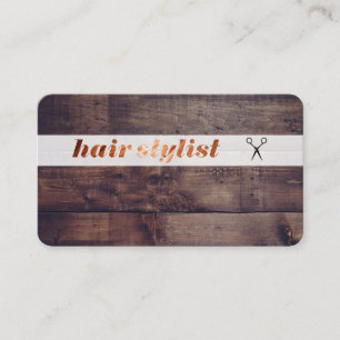 Tarjeta De Visita Panel de madera de Hair Stylist