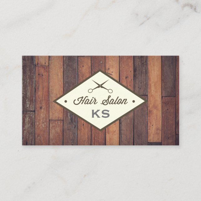 Tarjeta De Visita Panel de madera | Hair Stylist (Anverso)