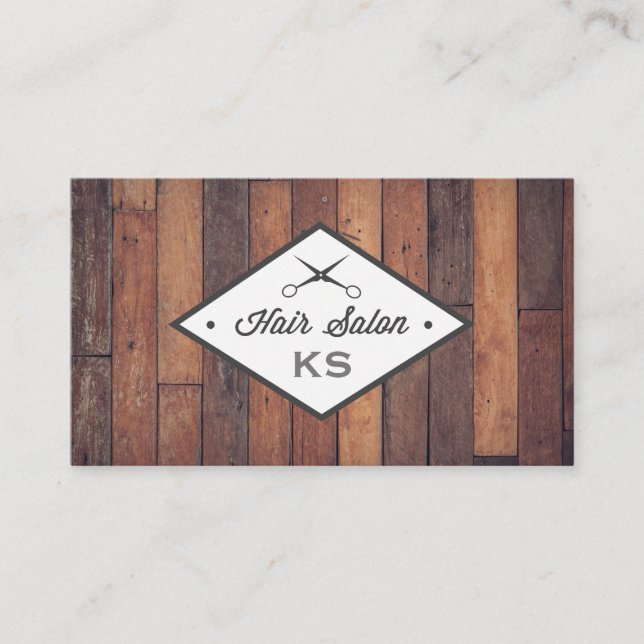 Tarjeta De Visita Panel de madera | Hair Stylist | Salón (Anverso)