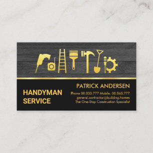 Tarjeta De Visita Panel de madera para herramientas Gold Handyman