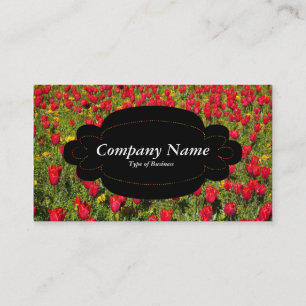 Tarjeta De Visita Panel decorativo 01 - Negro - Tulipanes rojos