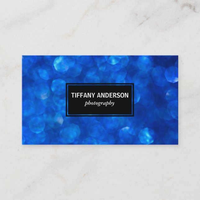 Tarjeta De Visita Panel negro de Blue Bokeh (Anverso)