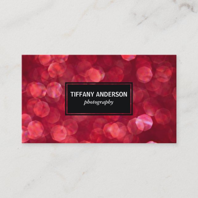 Tarjeta De Visita Panel negro de Red Bokeh (Anverso)
