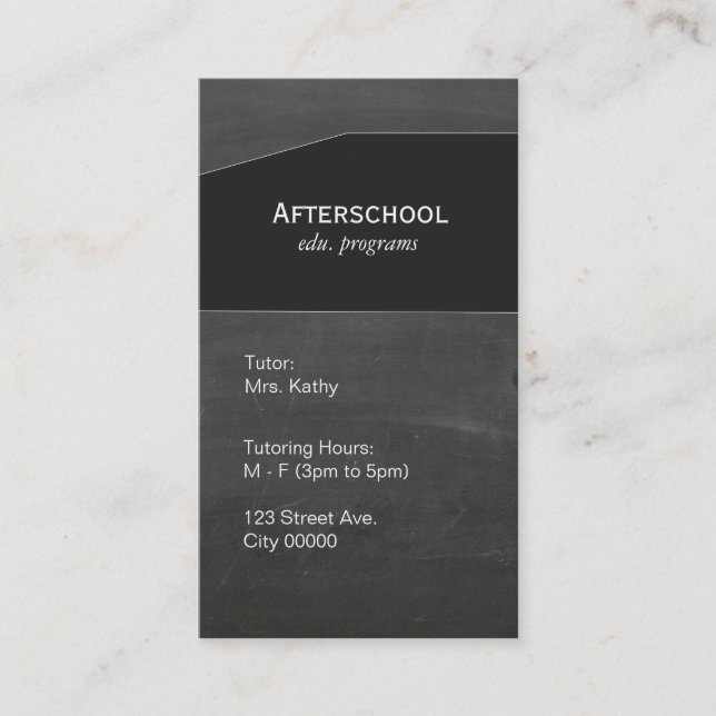 Tarjeta De Visita Panel negro para álkboard (Anverso)