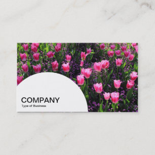 Tarjeta De Visita Panel semicírculo - Cama de tulipanes rosados