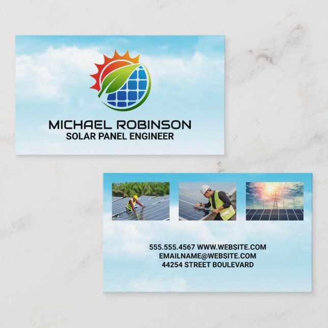 Tarjeta De Visita Panel solar | Energía limpia | Técnico (Anverso / Reverso)